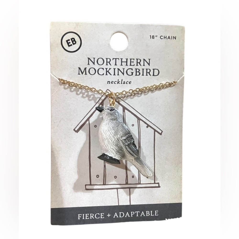3D Bird Northern Mockingbird Necklace 18” Chain Gift For Her